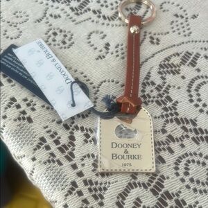 Dooney & Bourke Tan Leather luggage tag keychain
